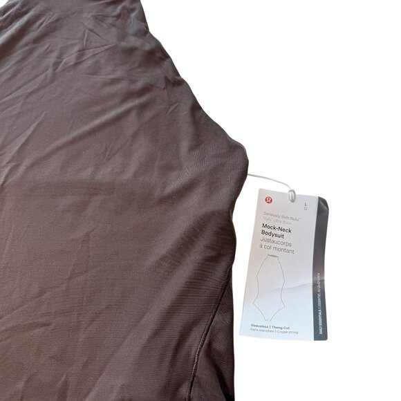 Lululemon Mock-Neck Bodysuit Nulu Fabric Thong Cut Sleeveless Brown Size L - Picture 4 of 8